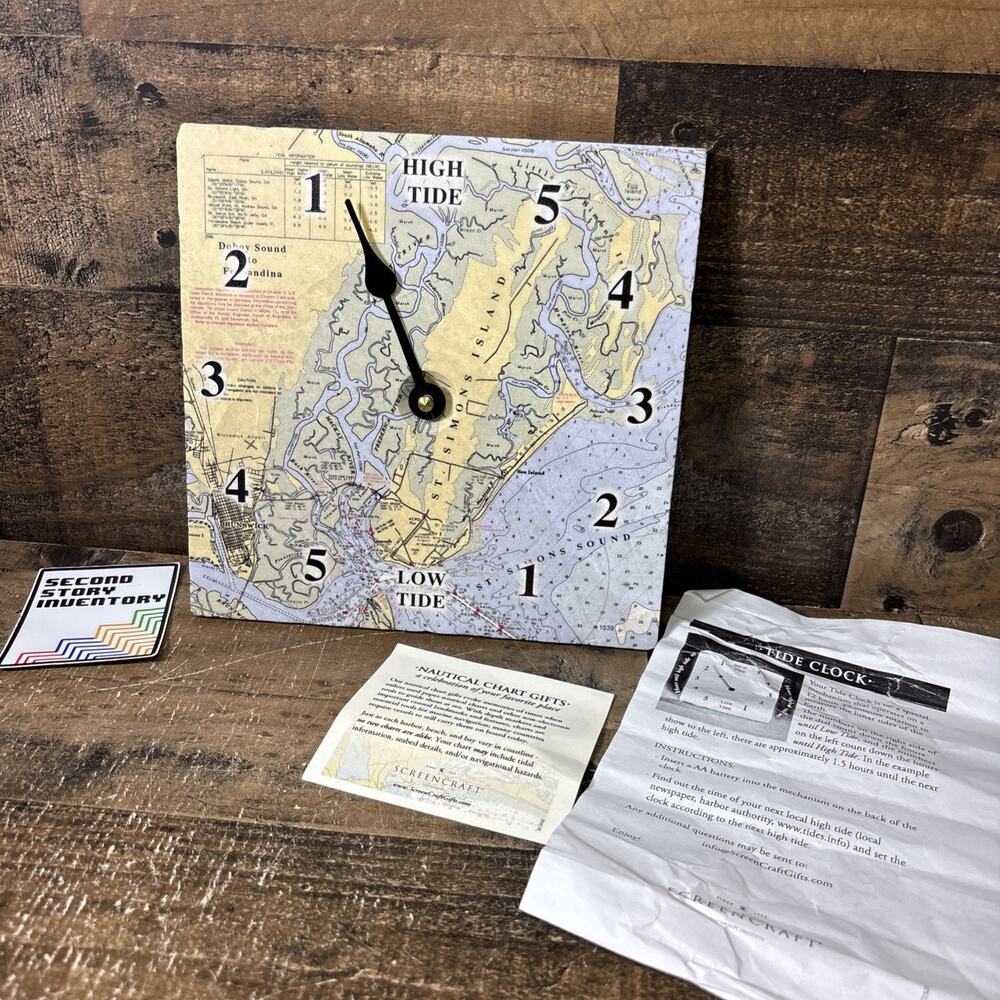 Screencraft Marble Tide Clock High & Low Tide Ocean Beach St Simons Island